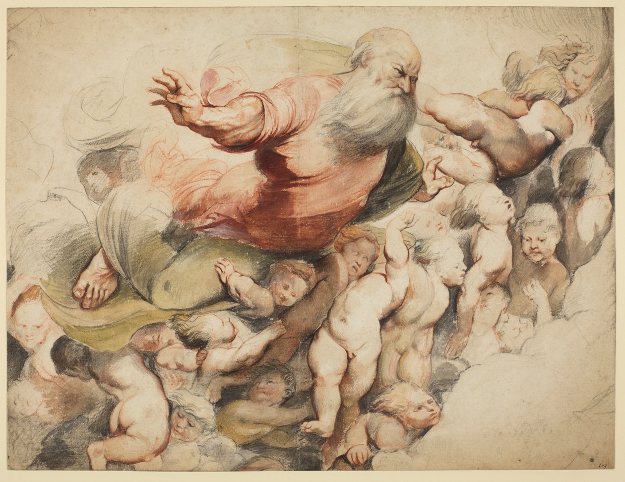 Dios Padre sostenido por ángeles, después de Pordenone, 1600-03 de Peter Paul Rubens
