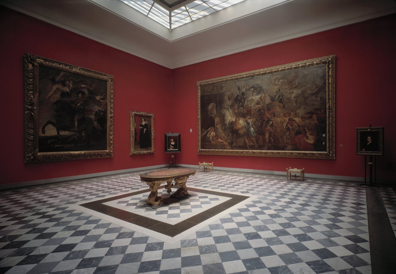 Sala del museo que presenta a Enrique IV en la Batalla de Ivry y la Entrada Triunfal de Enrique IV en París por Rubens de Peter Paul Rubens