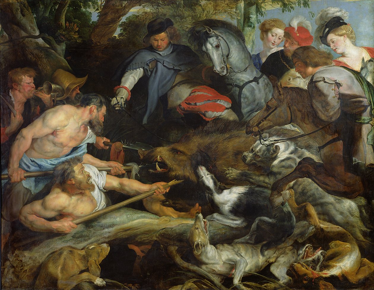 Caza de un jabalí, c.1615-16 de Peter Paul Rubens