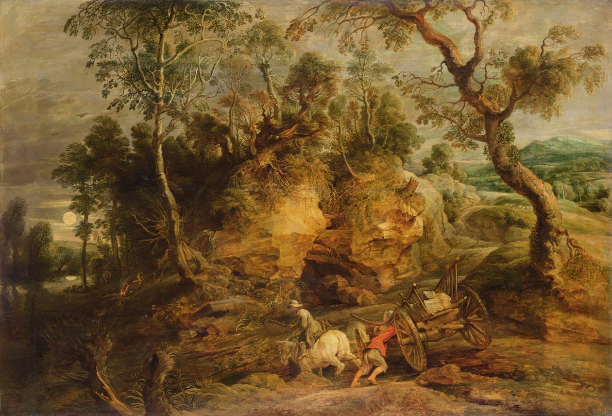 Paisaje con transportadores de piedra, c.1620 de Peter Paul Rubens