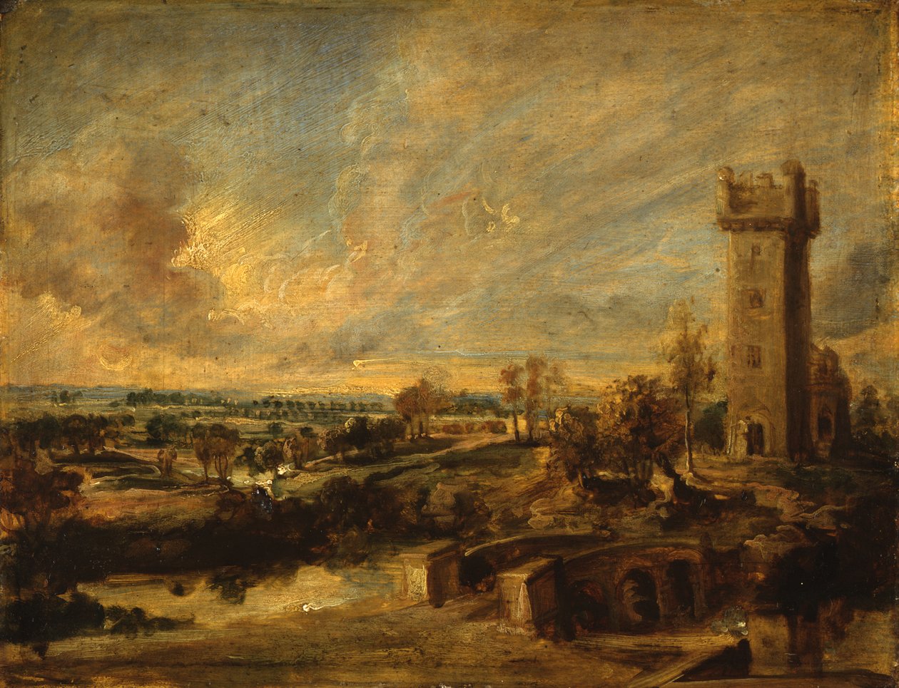 Paisaje con una torre de Peter Paul Rubens