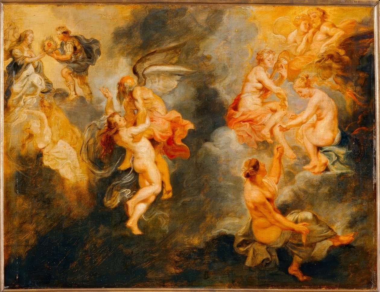 Las tres parcas hilando el destino de María de Médici de Peter Paul Rubens