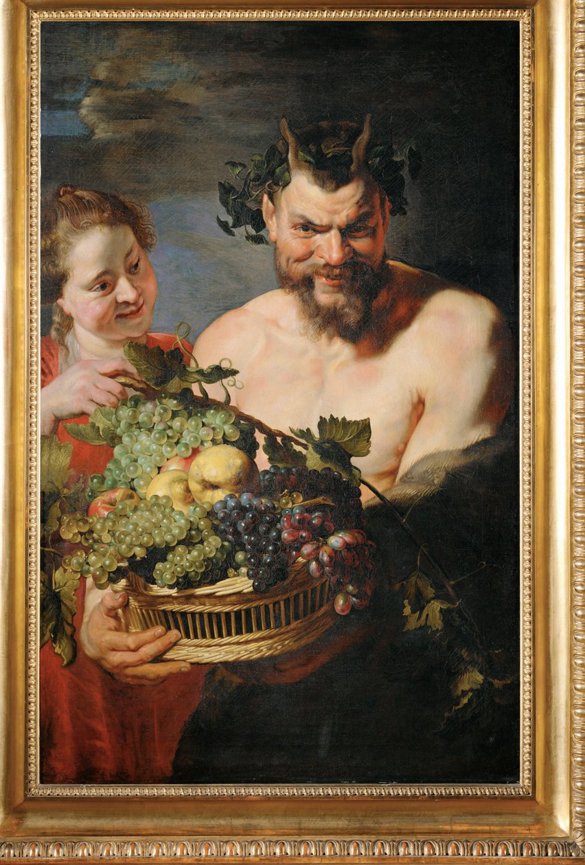 Ménade y sátiro con cesta de fruta (pintura sobre lienzo) de Peter Paul Rubens