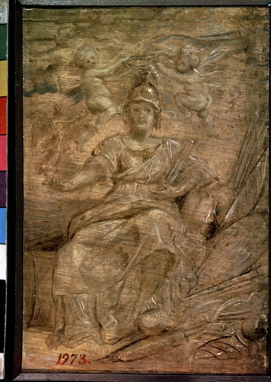 Marie de Medicis (1575-1642) en Pallas Athena (Marie de Medici como Pallas Athena). Pintura de Pierre Paul (Pierre-Paul) Rubens (ou Peter Paul ou Petrus Paulus) (1577-1640). Huile sur bois, 22,5 x 15 cm de Peter Paul Rubens