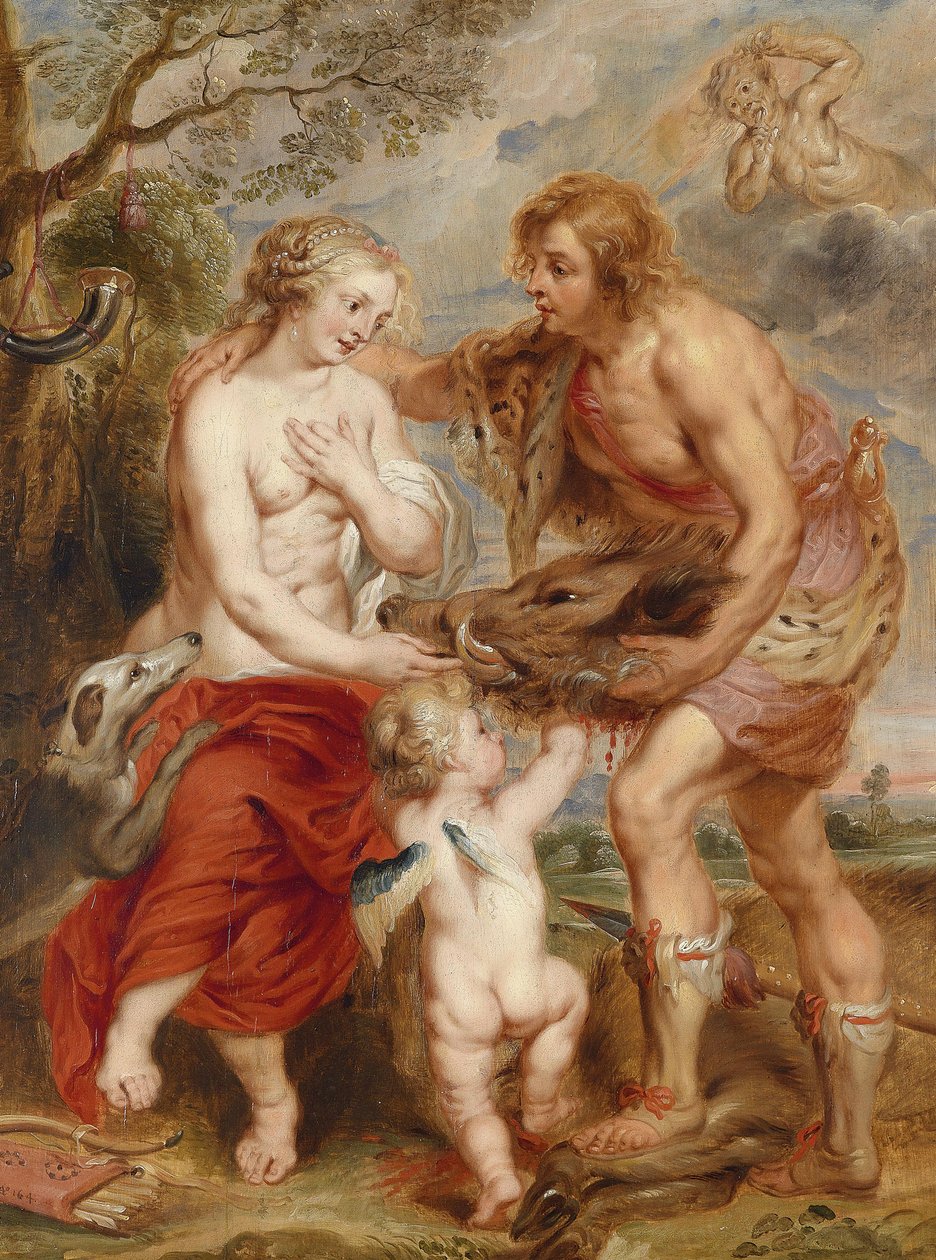 Meleagro ofreciendo la cabeza del jabalí de Calidón a Atalanta de Peter Paul Rubens