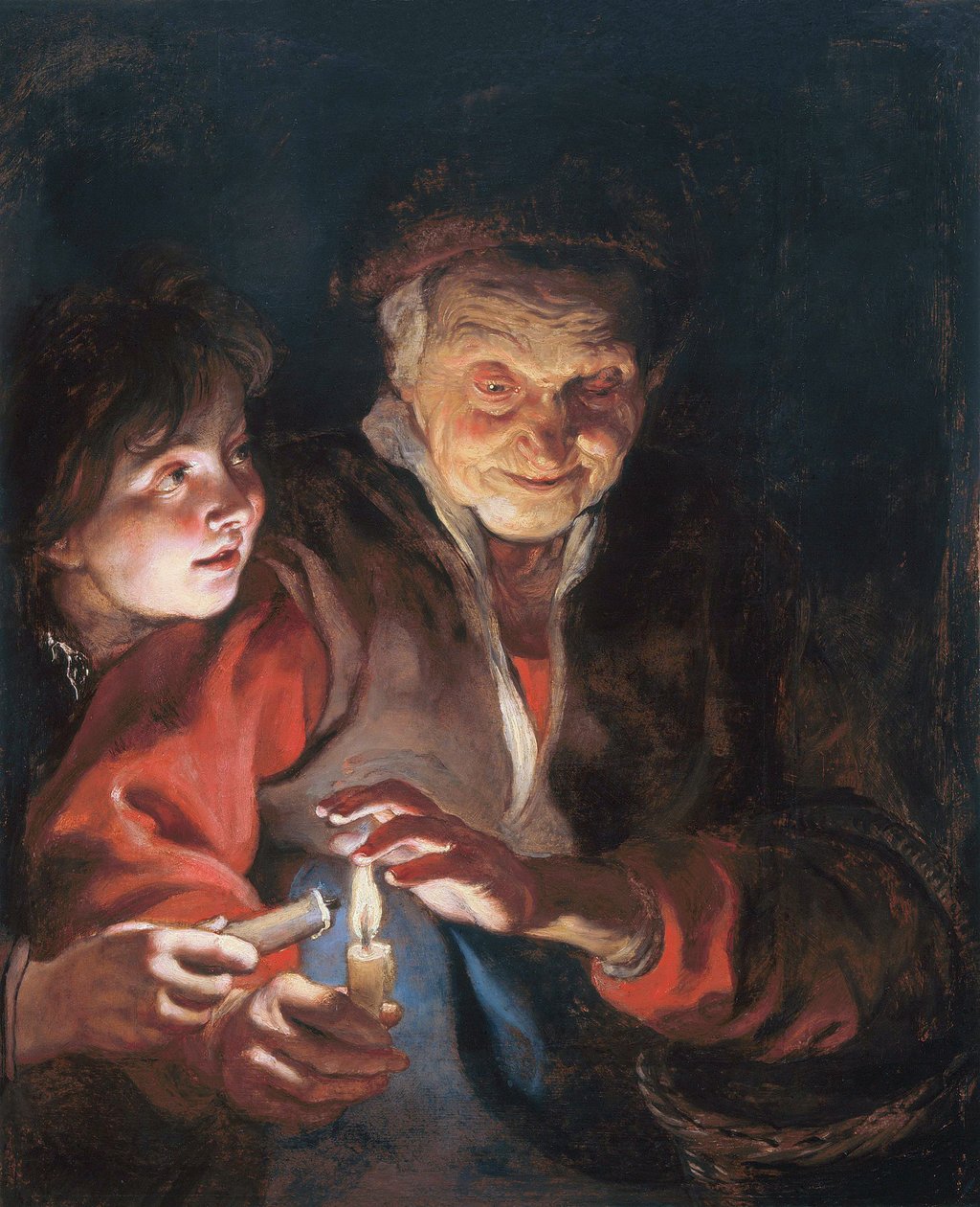 Una anciana y un niño con velas de Peter Paul Rubens