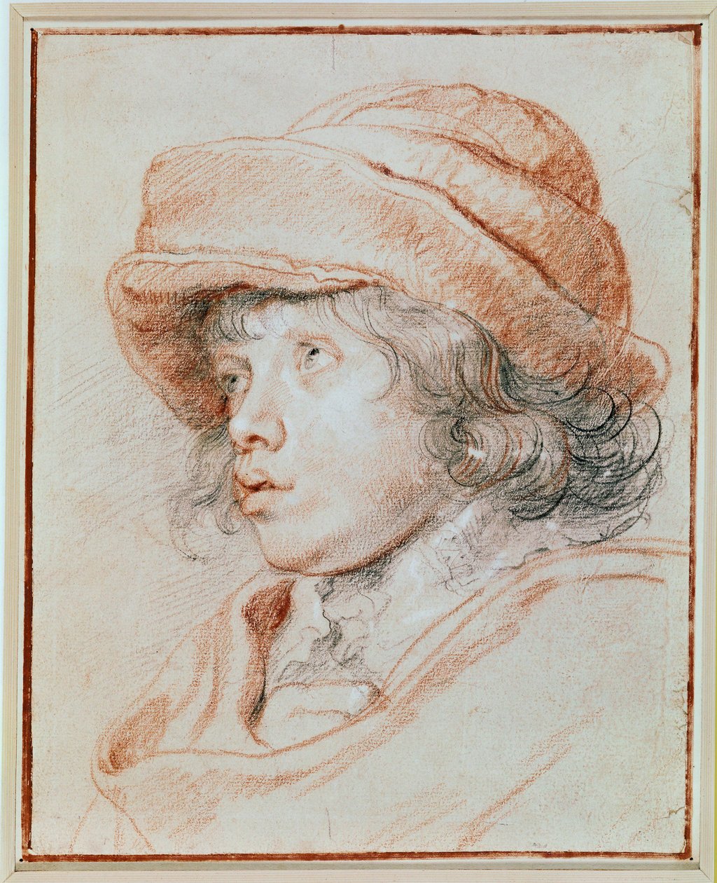 Estudio-retrato de su hijo Nicolas (tiza negra, roja y blanca) de Peter Paul Rubens
