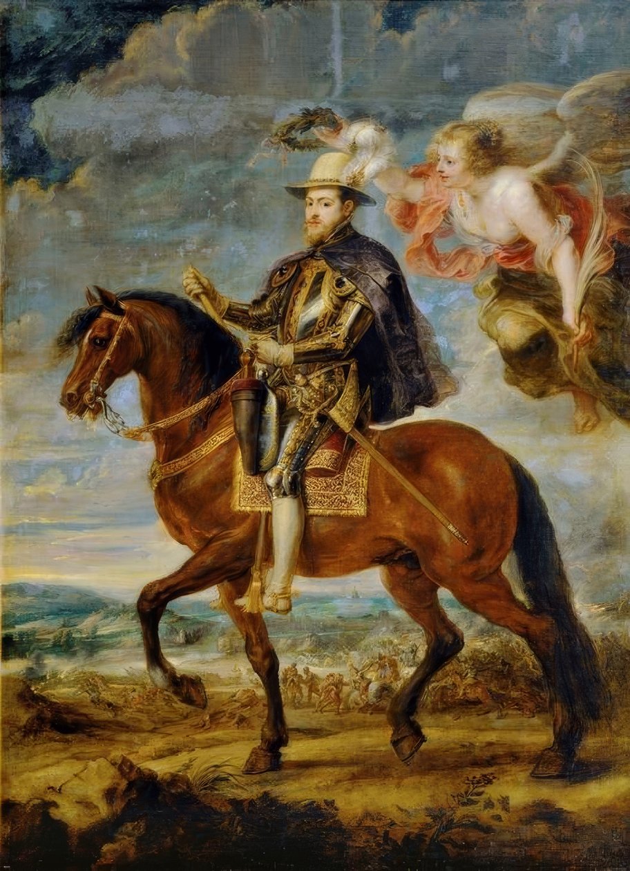 Retrato ecuestre de Felipe II en la batalla de San Quintín 1557 de Peter Paul Rubens