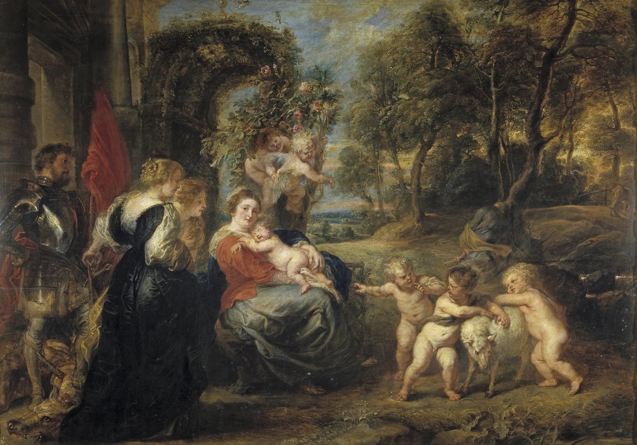 Descanso en la Huida a Egipto, con Santos, c. 1635 de Peter Paul Rubens