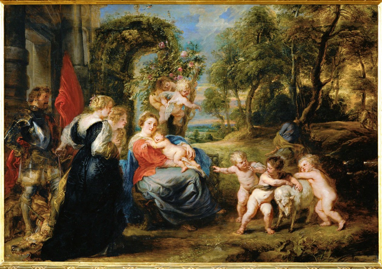 Descanso en la huida a Egipto, c.1632-35 (pintura sobre madera) de Peter Paul Rubens