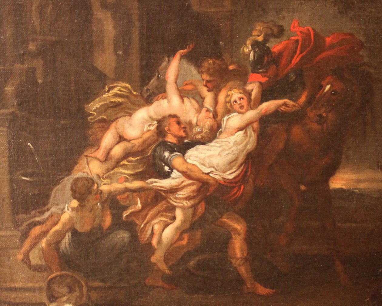 Die Entführung der Sabinerinnen, Öl auf Leinwand, Unbekannter Künstler de Peter Paul Rubens