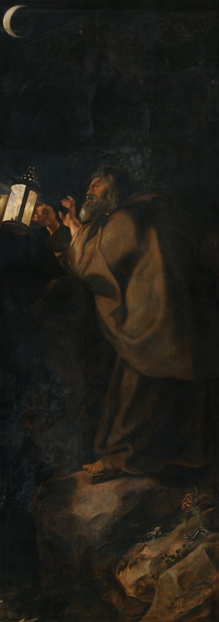 San Cristóbal y el Ermitaño, postigo exterior derecho del tríptico del Descendimiento de la Cruz de Peter Paul Rubens