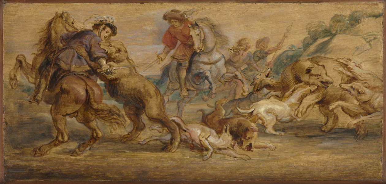 Estudio para "La caza del oso" (para el Alcázar, Madrid), c.1639 de Peter Paul Rubens