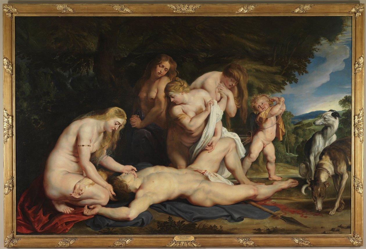 La muerte de Adonis (con Venus, Cupido y las Tres Gracias) de Peter Paul Rubens