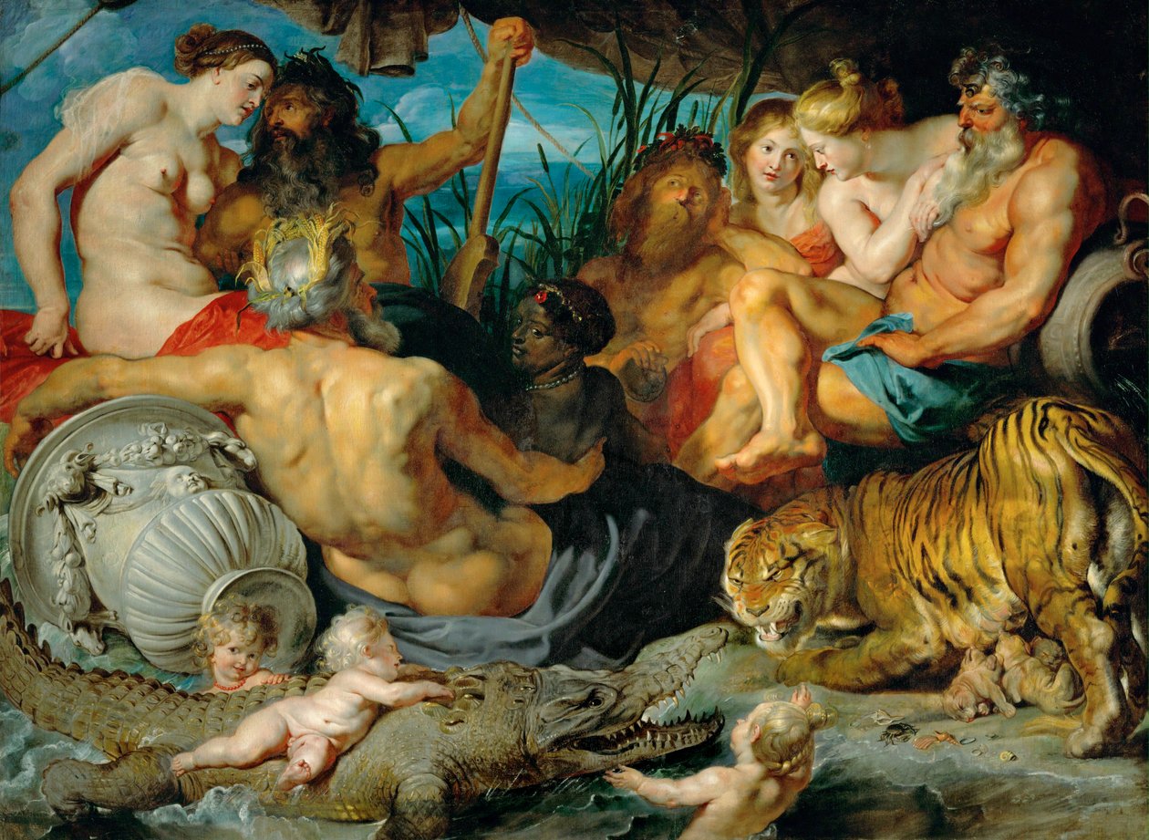 Los cuatro continentes, c.1615 (óleo sobre lienzo) de Peter Paul Rubens