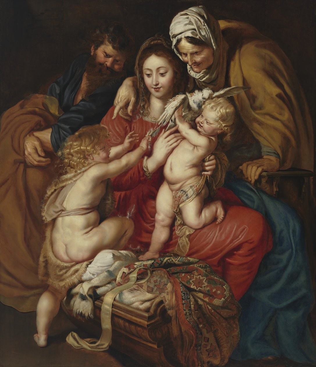 La Sagrada Familia con Santa Isabel, San Juan y una paloma de Peter Paul Rubens