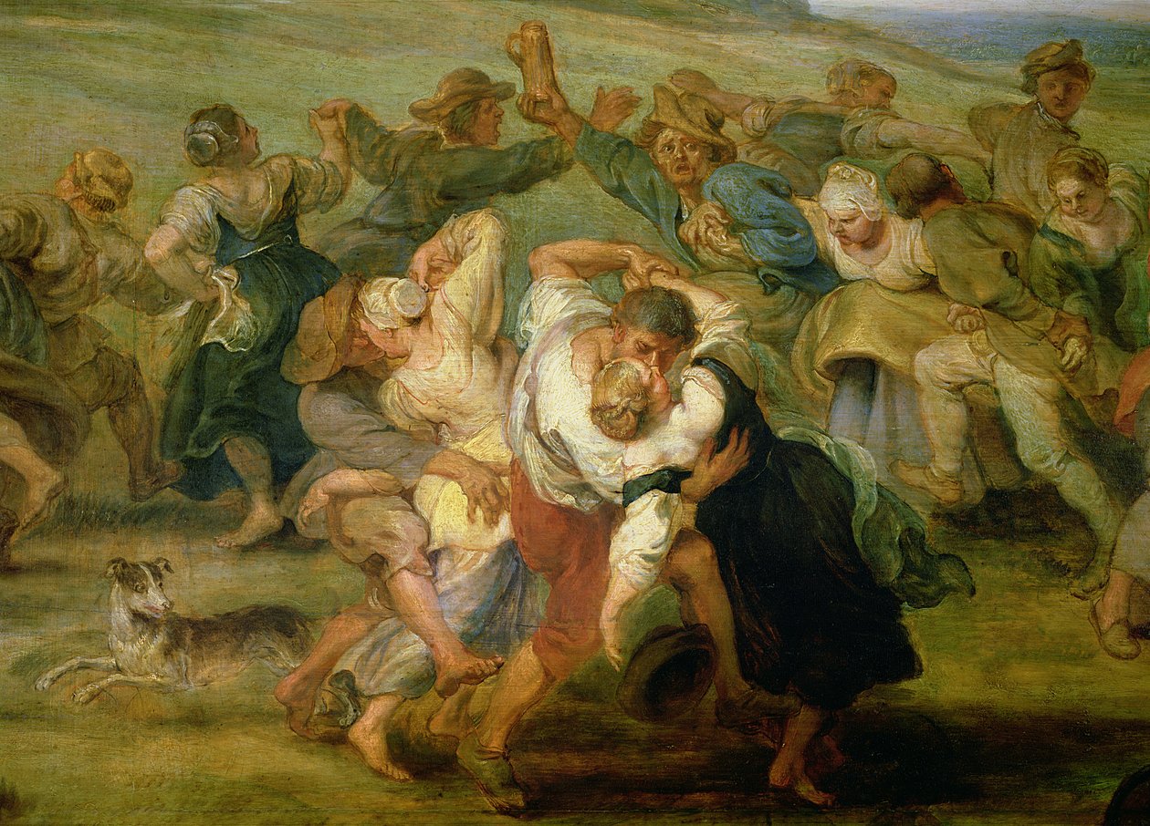 La Kermesse (detalle de campesinos bailando) de Peter Paul Rubens