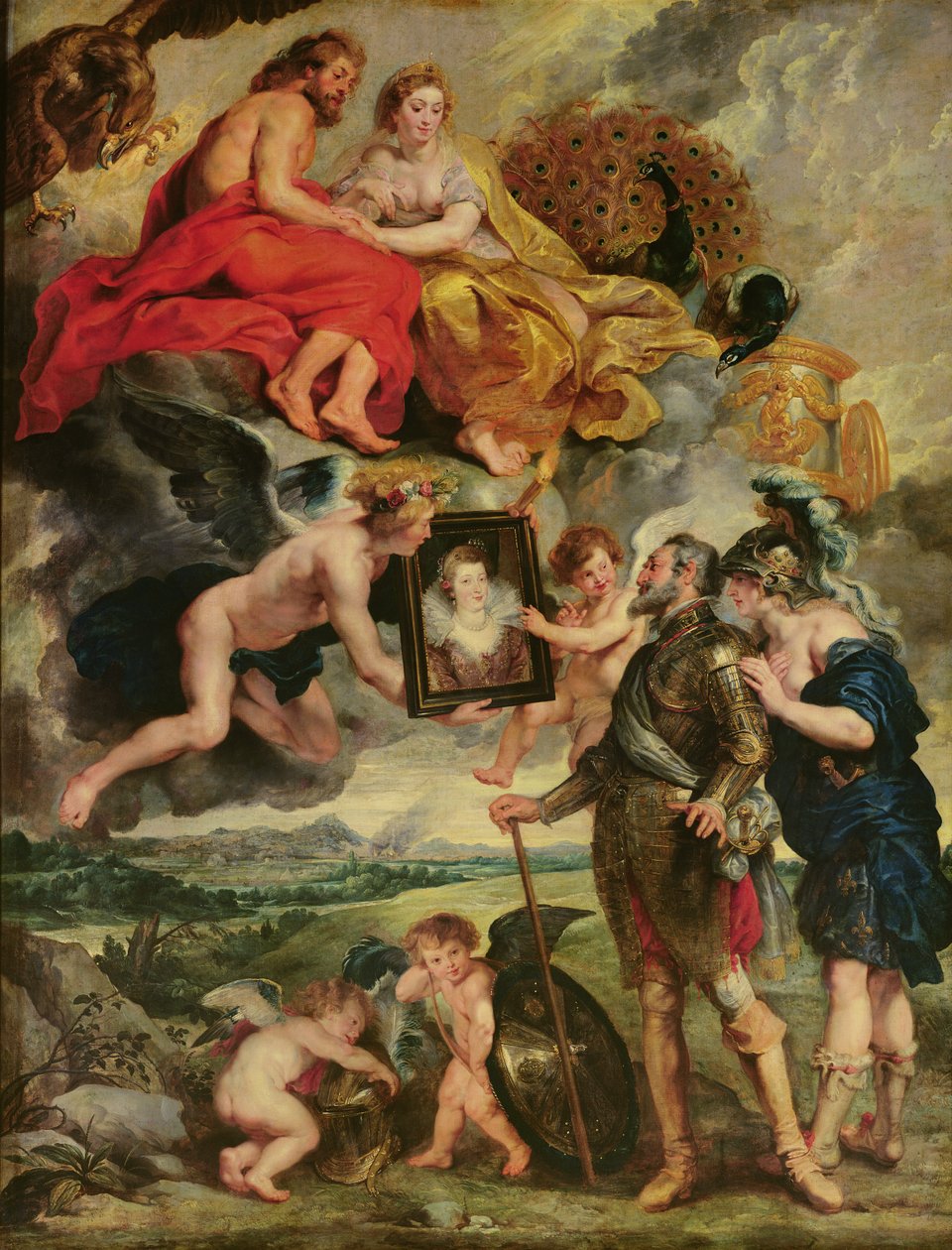 El Ciclo de los Medici: Enrique IV (1553-1610) Recibiendo el Retrato de María de Medici (1573-1642) 1621-25 de Peter Paul Rubens