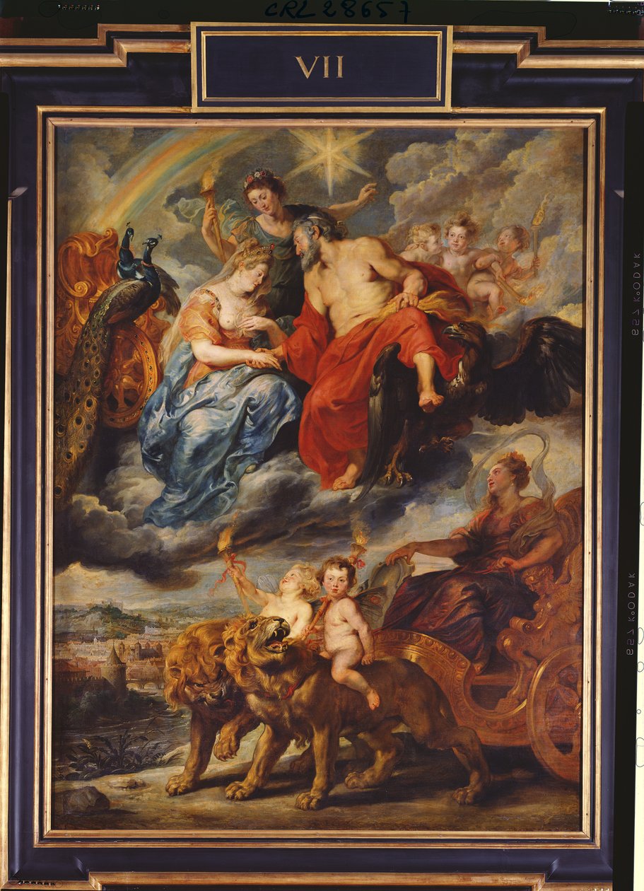 El Ciclo de los Medici: Encuentro de Enrique IV (1553-1610) y María de Medici (1573-1642) en Lyon el 9 de septiembre de 1600, 1621-25 de Peter Paul Rubens