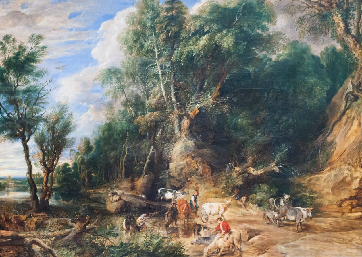 El abrevadero, c.1615-22 (óleo sobre roble) de Peter Paul Rubens