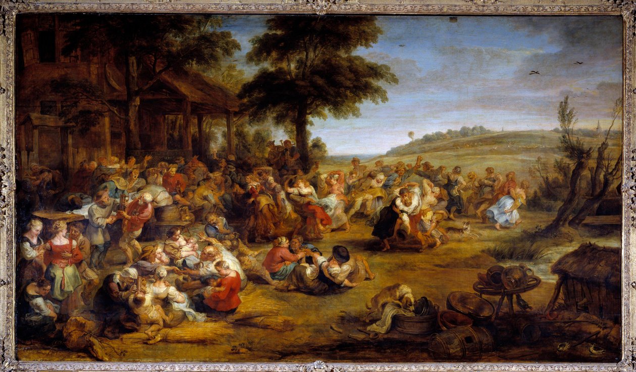 La feria o boda en el pueblo. Mesa que representa una fiesta campestre de Peter Paul Rubens