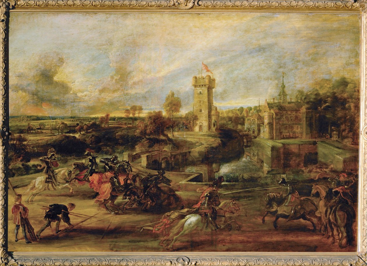 Torneo cerca del foso del castillo de Steen (pintura sobre madera) de Peter Paul Rubens