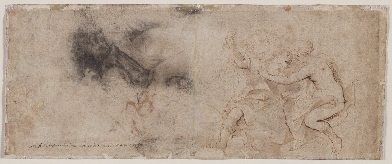 Venus Disarming Mars, Drapery Study (verso) de Peter Paul Rubens
