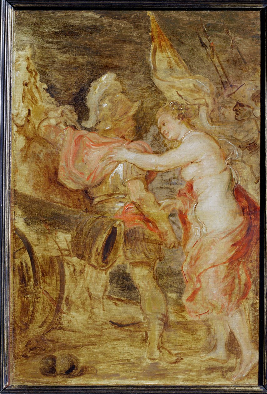 Venus acompaña a Marte a la guerra (pintura sobre madera) de Peter Paul Rubens