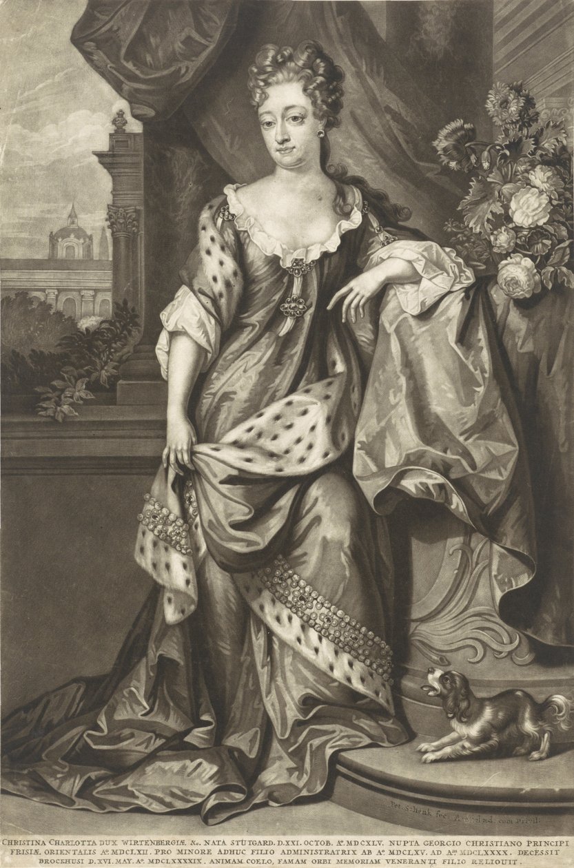 Christine Charlotte de Württemberg 1645-1699, Princesa de Frisia Oriental, ca 1699 de Peter Schenk