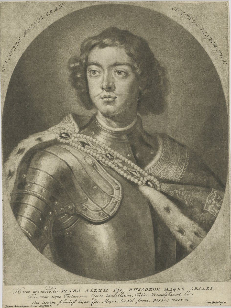 Retrato del Emperador Pedro I el Grande 1672-1725, ca. 1700 de Peter Schenk
