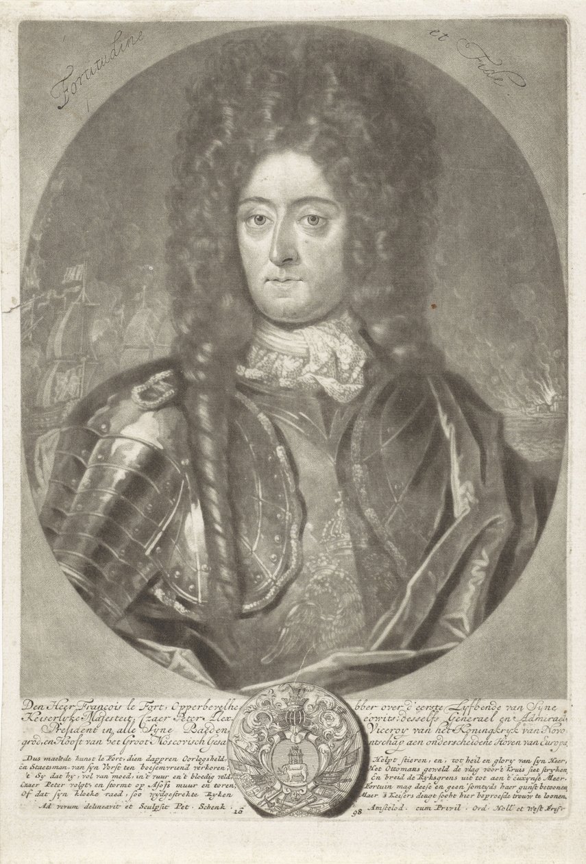 Retrato del almirante general François Lefort 1656-1699, 1698 de Peter Schenk