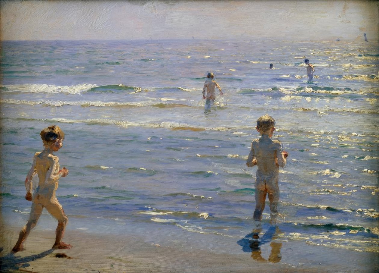Niños bañándose. Luz del sol. Skagen de Peder Severin Krøyer