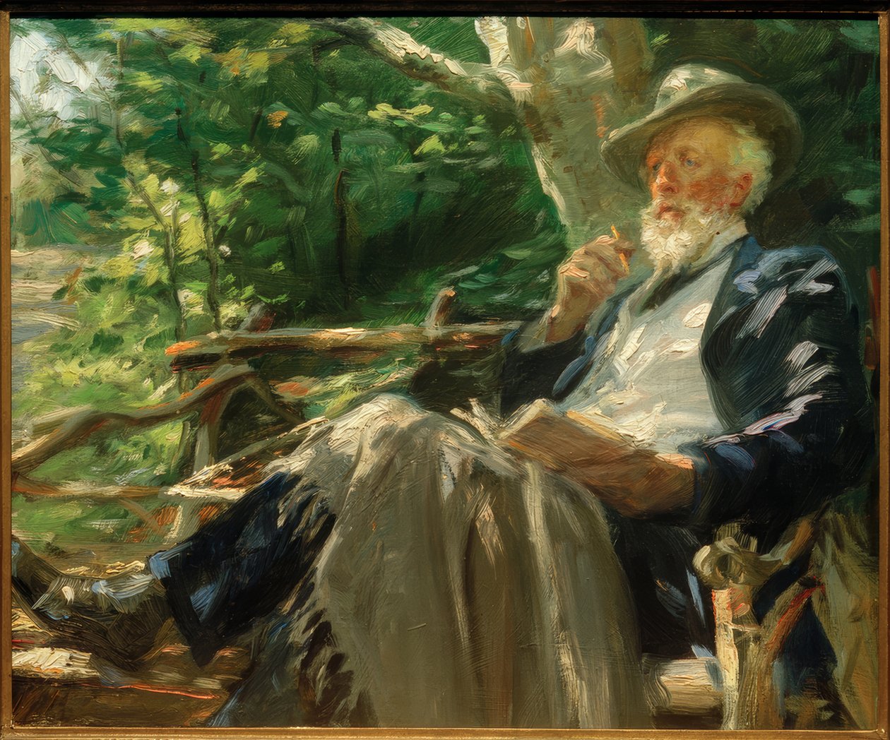 Retrato del poeta Holger Drachmann en el bosque de Skagen de Peder Severin Krøyer