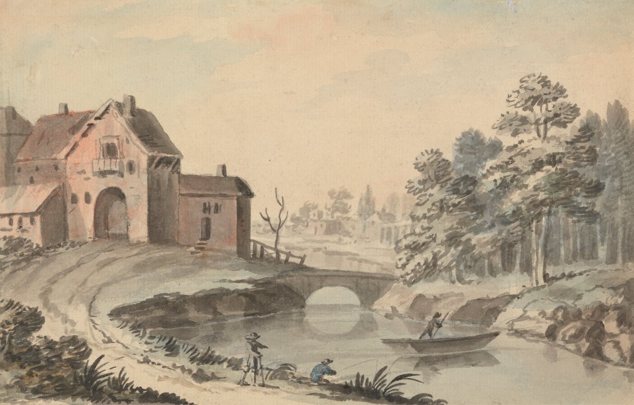 Figuras en un paisaje junto a un río de Peter Tillemans