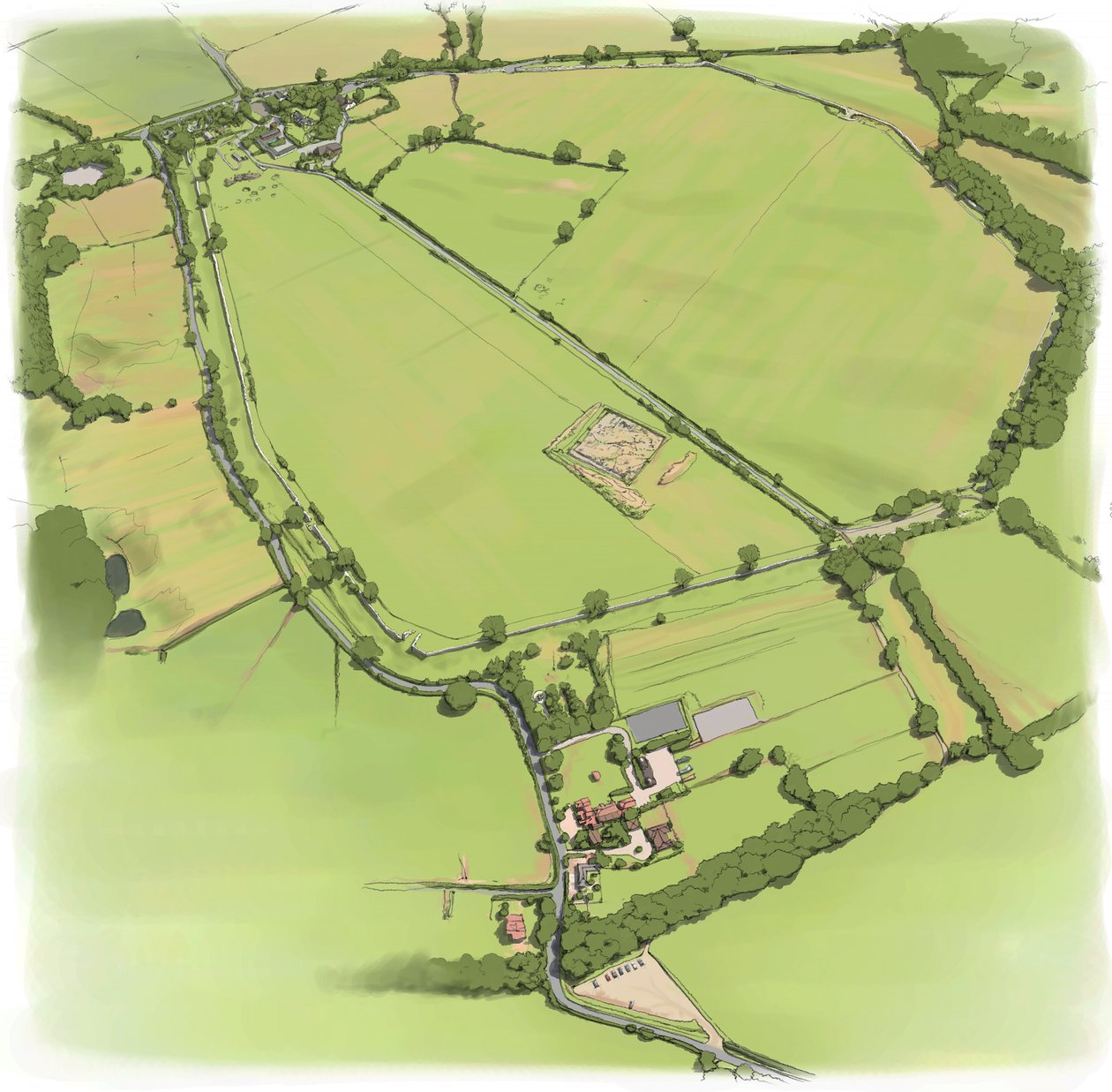 Vista Aérea de las Murallas de la Ciudad Romana de Silchester desde el Noroeste, c2010 de Peter Urmston