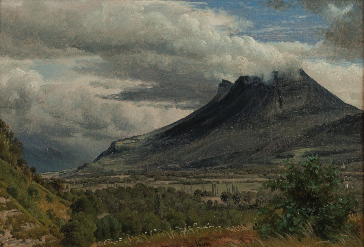 El macizo del Granier, vista tomada desde la Cluse de Chambéry 1850 Óleo sobre papel de Peter Vilhelm Carl Kyhn