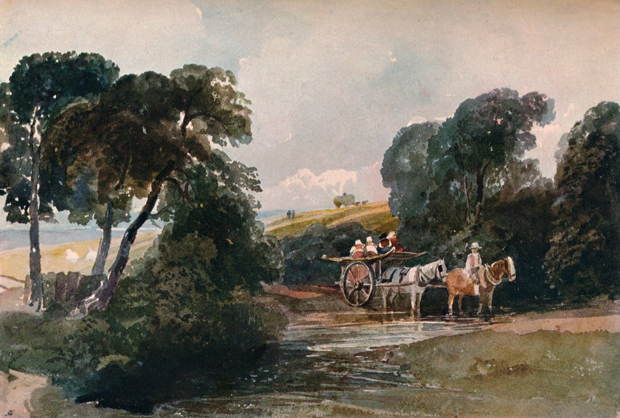 Carro de heno cruzando un arroyo, c1824 de Peter de Wint