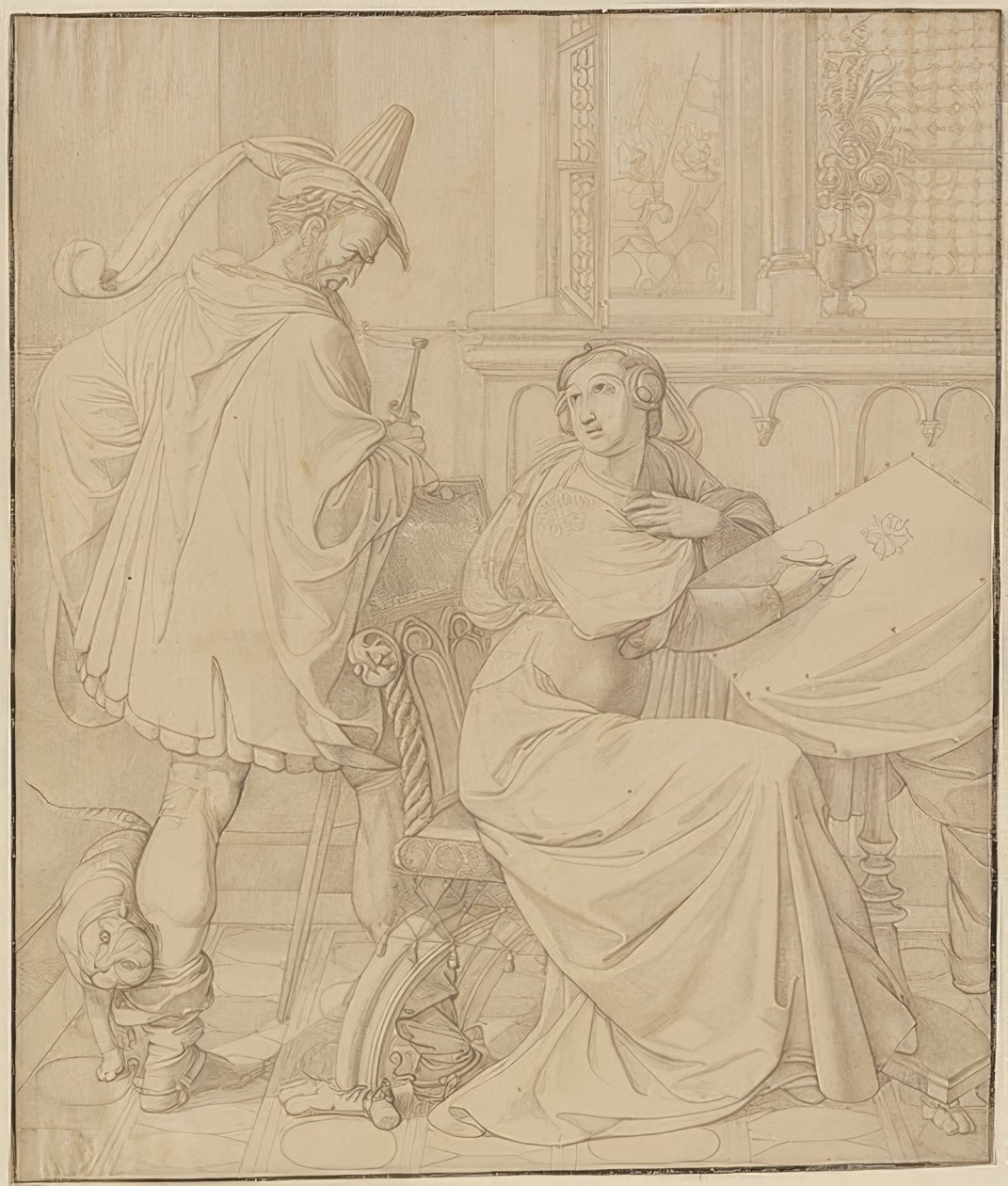 Siete dibujos de los Nibelungos: 3. La traición de Hagen. 1812-17 de Peter von Cornelius