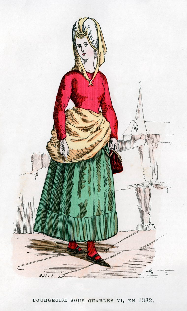 Burguesa con traje de la época de Carlos VI de Francia, 1382 1882-1884 de Petit