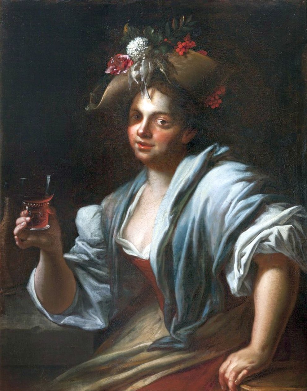 Chica con copa de vino de Petr Brandl