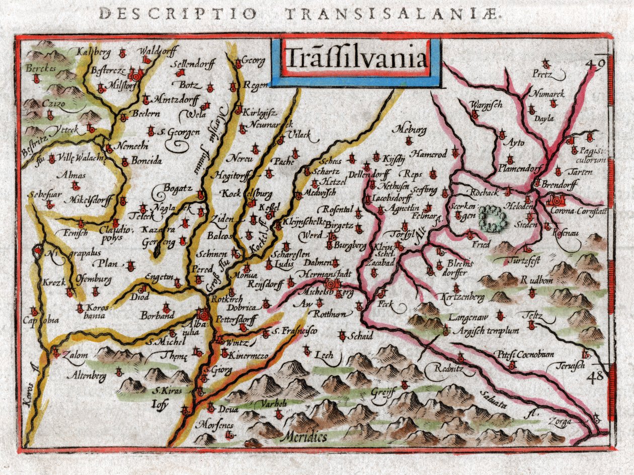 Mapa de Transilvania 1616 de Petrus Bertius