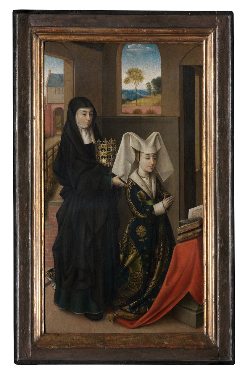 Isabel de Portugal y Santa Isabel, c.1457-60 (óleo sobre lienzo) de Petrus Christus