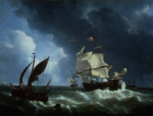 Fragata Holandesa Anclando en una Tormenta de Petrus Johann Schotel