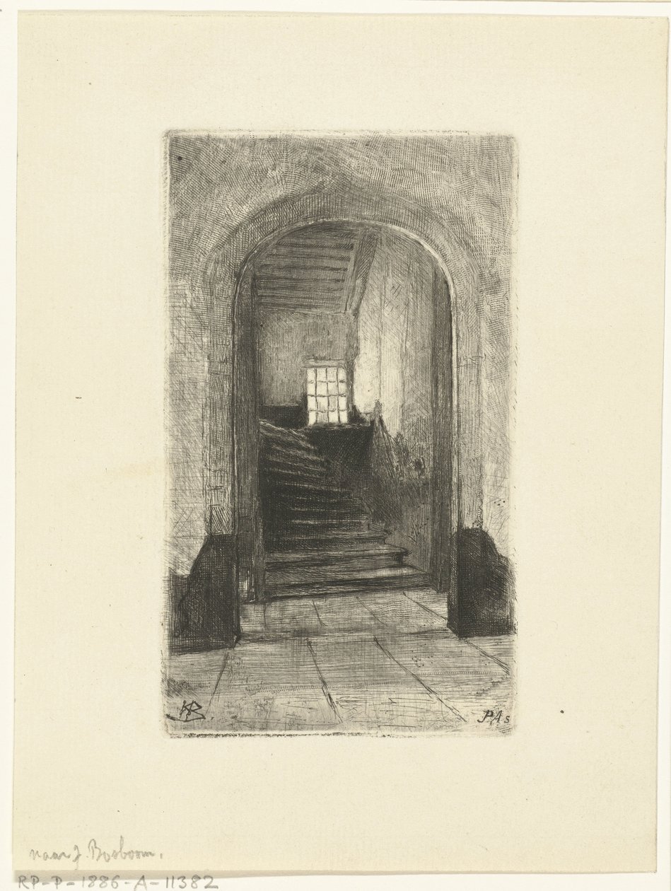 Vista de las escaleras en el Prinsenhof en Delft de Petrus Johannes Arendzen