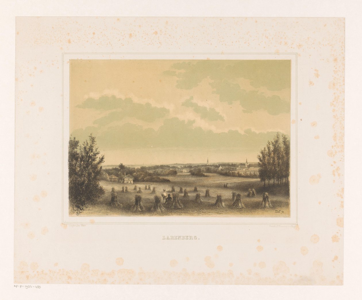 Vista de un prado con gavillas de maíz cerca de la finca de Larenberg
Larenberg (título en el objeto) de Petrus Josephus Lutgers