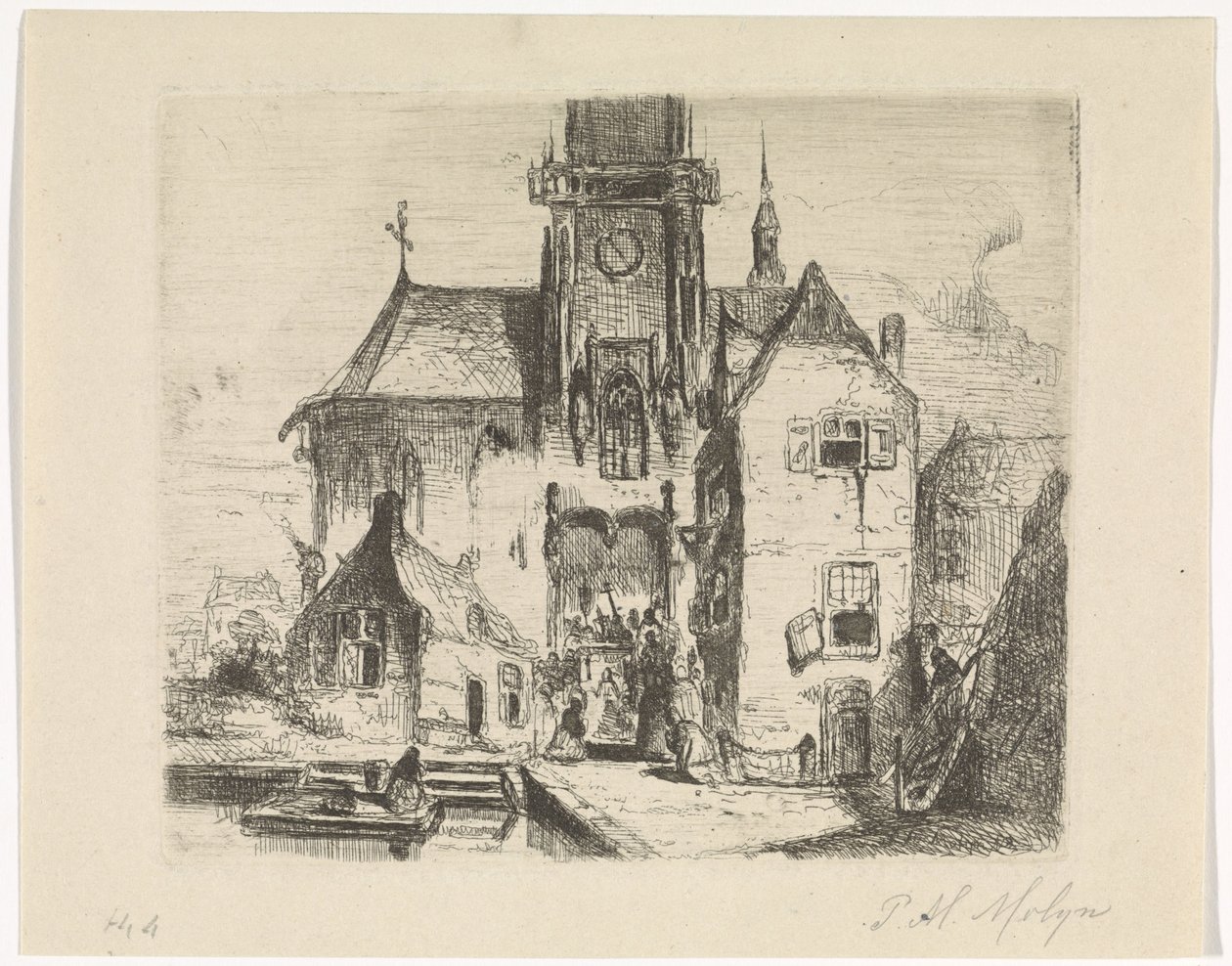 Procesión en la puerta de una iglesia de Petrus Marius Molijn