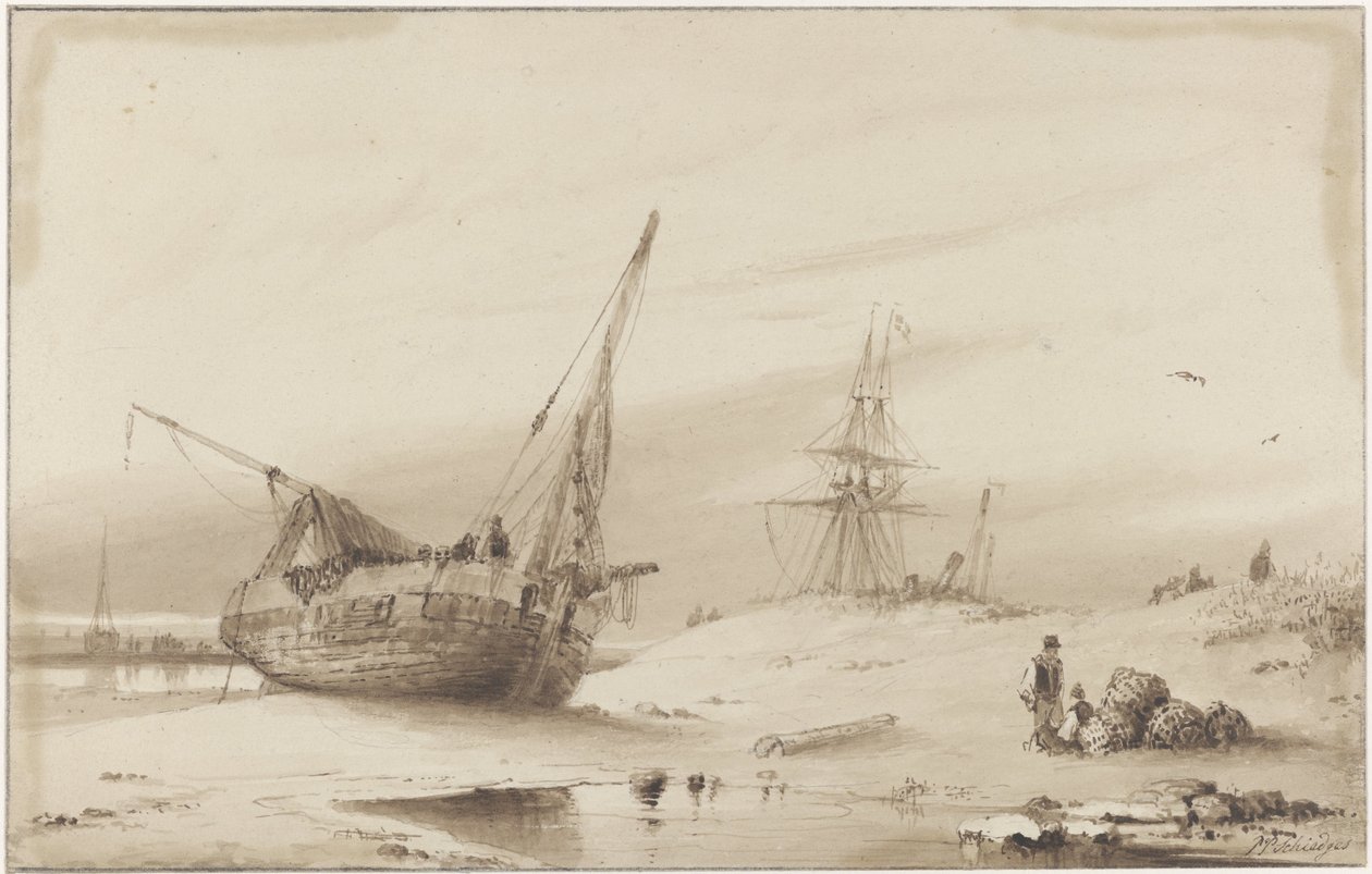 Barcos en la playa de Petrus Paulus Schiedges (I)
