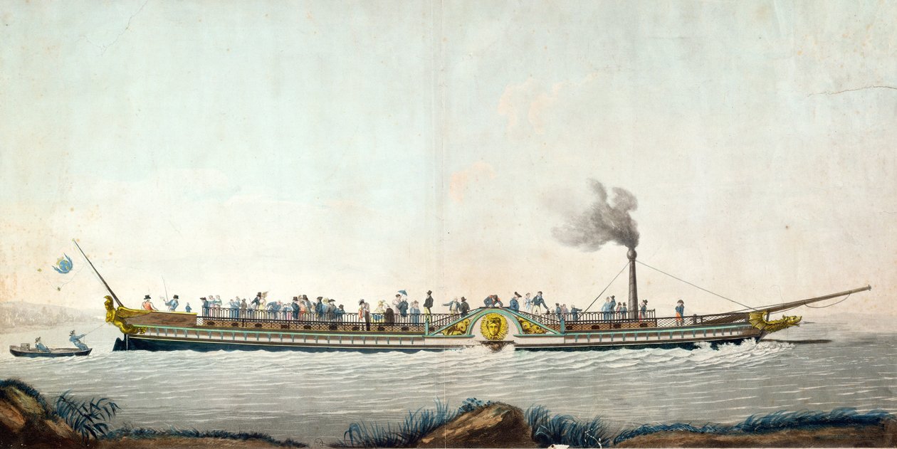 El Charles-Philippe, el primer barco de vapor lanzado en el Sena, 20 de agosto de 1816 de Philibert Louis Debucourt