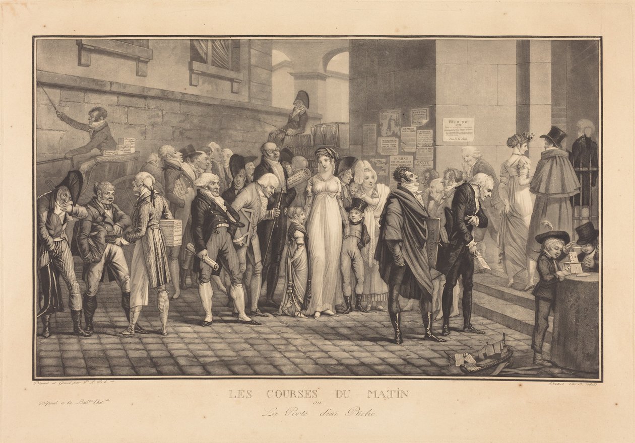 Las carreras de la mañana, o la puerta de un rico de Philibert-Louis Debucourt