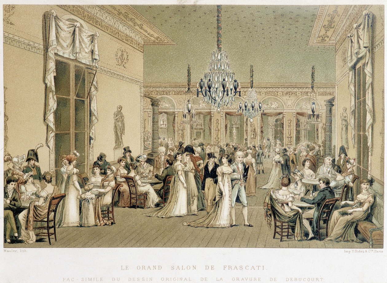 El Gran Salón del café Frascati en París. Litografía de Philibert-Louis Debucourt (1755-1832) de Philibert Louis Debucourt